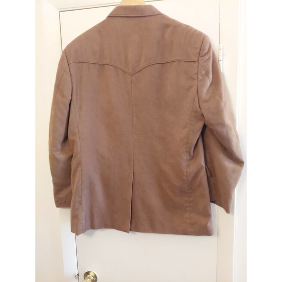 Laredo Clothing Ivory Stripe Western Sport Coat Blazer Micro Suede Yoke XL 44R - Picture 8 of 8